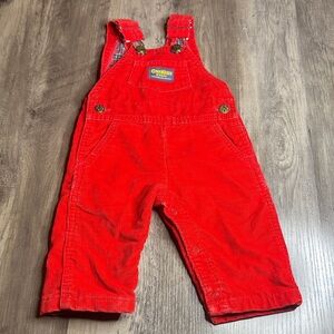 Vintage Made in the USA OshKosh B'gosh Bright Red Kids Overalls